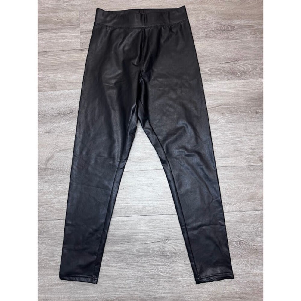 Black Faux Leather Leggings High Rise Pull On Stretch Skinny Pants Large